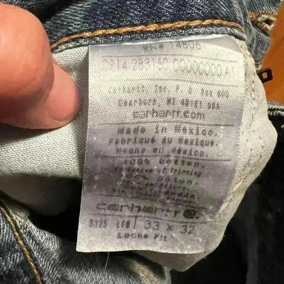 Carhartt Mens Sz 33x32 Loose Fit Straight Leg Utility Work Denim Jeans EUC - Picture 8 of 8